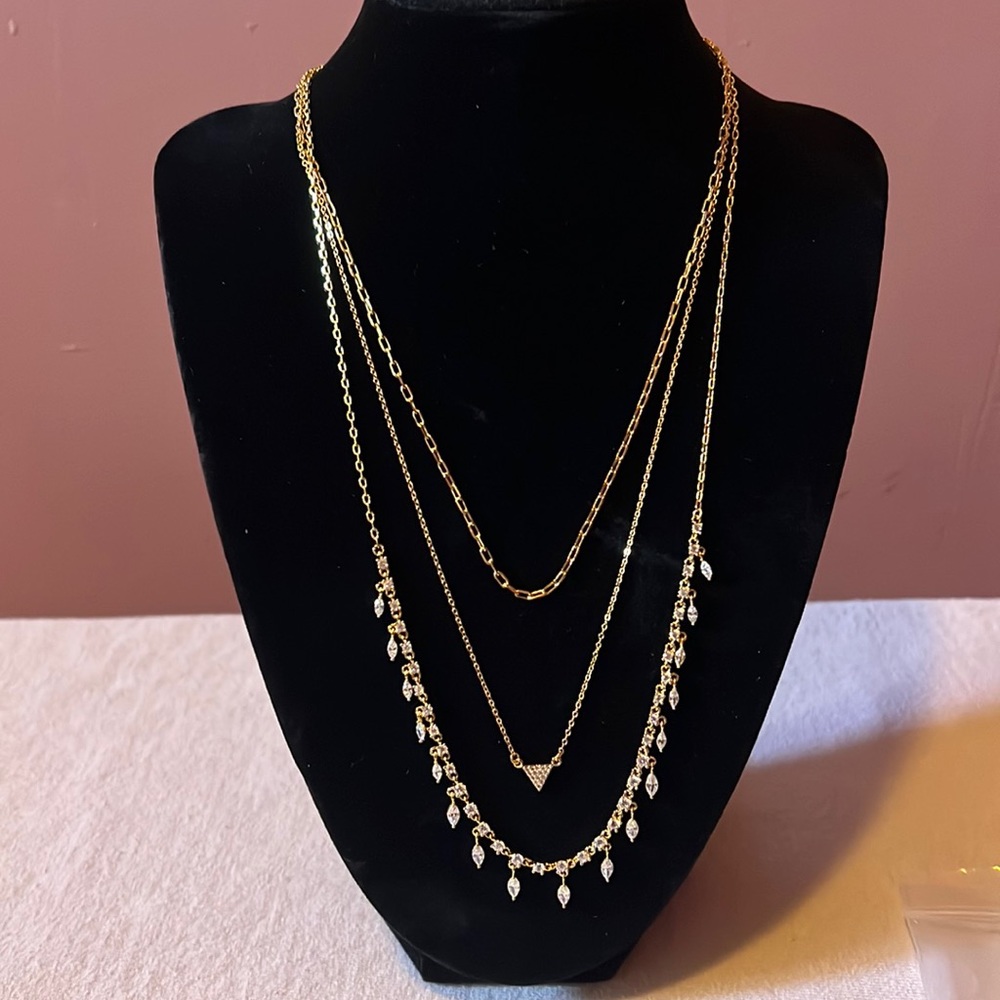 Nordstrom - Noman Layered Cubic Zirconia & Chain Collar Gold Necklace